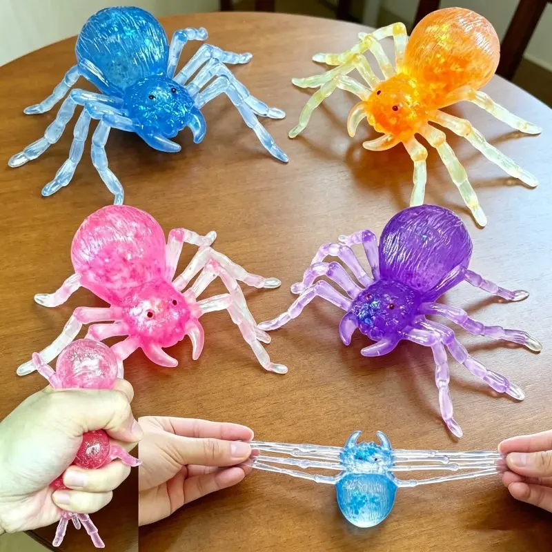 4 Pcs Slow Rebound Spider Squeeze Toy, Pink Purple Blue Yellow, Soft Stress Relief Ball, Slow Rebound Squishies, Fidget Toy, Sensory Fidget Balls, Desktop Decor & Anxiety Relief Gift