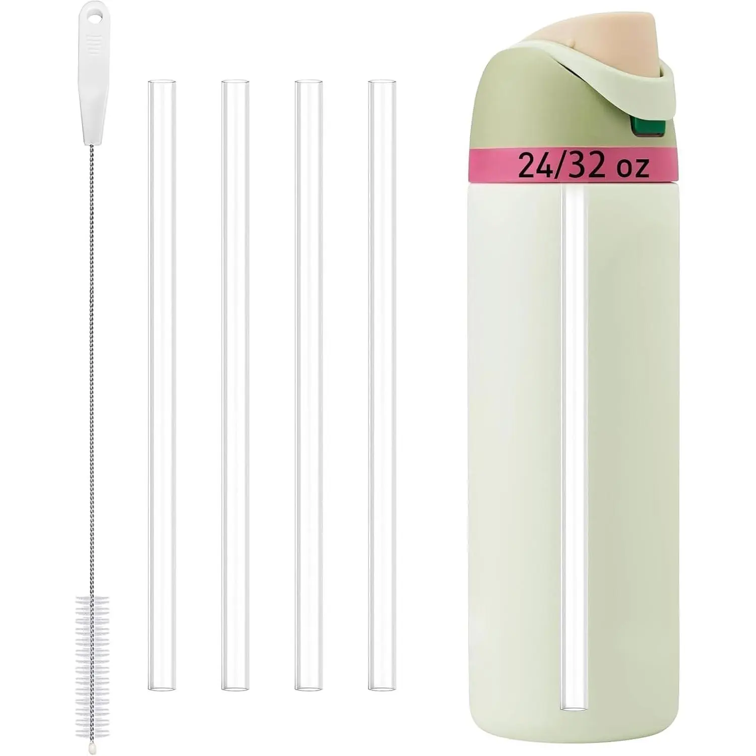 4 Pack  Straws for  water bottle 24oz | 32oz | 40oz, for  Straw ,  Grade & ,Dishwasher Safe(Clear, 24/32oz)