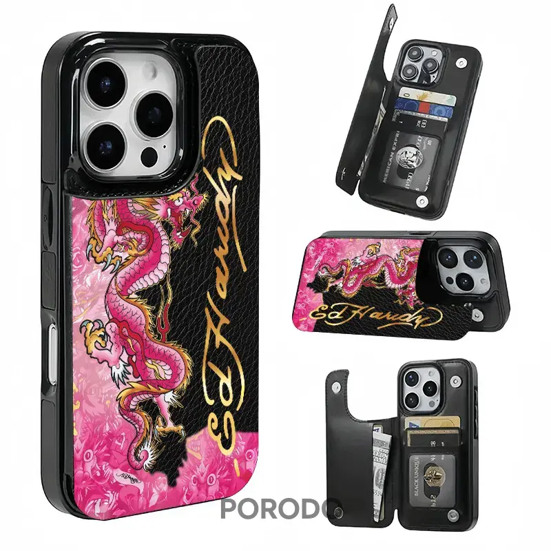 Painted dragon card holder phone case. This practical TPU phone case features a patterned design and includes a card slot function, capable of holding bank cards, bus cards, and various other cards. Suitable for iPhone 17/16/15/14/13/ for iPhone16Pro Case