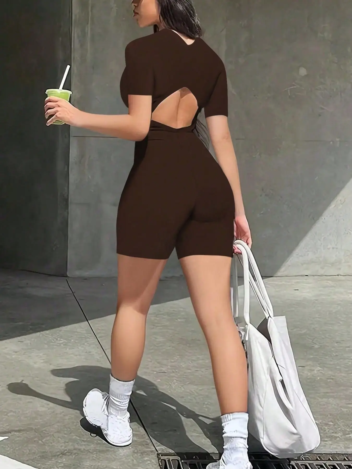 Casual Backless Cutout Design, Versatile Short Tight Slim Bodysuit, Curvy Summer New Arrival, Trendy and Comfortable