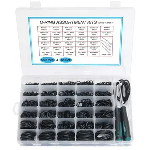 32Size 1225 count Metric  Rubber O Rings  Kit + 4 count O-Ring Remover, Oil Resistant NBR O-Ring Sealing  Kit Set for Air Plumbing,  Injector and Faucet Seal O Rings