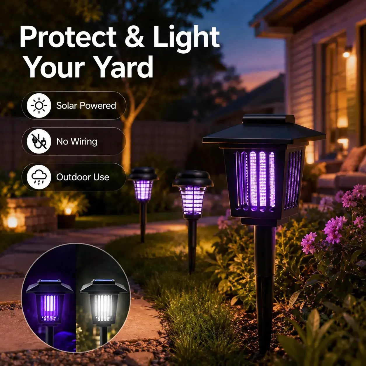 Solar Mosquito Killer Lamp, Outdoor Garden Stake Light, UV Insect Repeller, Solar Powered, Dual Mode (mosquito Control + Lighting), Solar Bug Zapper
