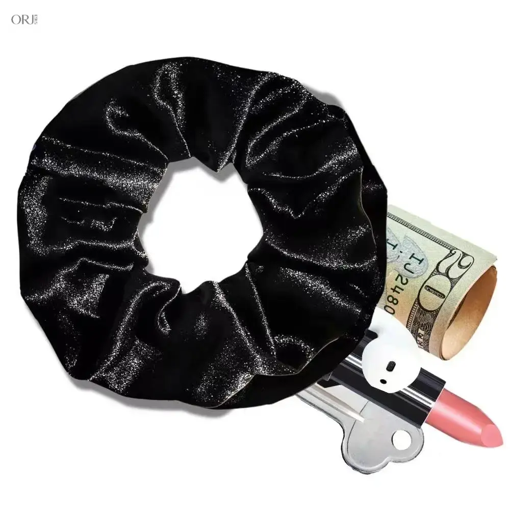 4PCS Solid Color Zipper Scrunchie Fashion Fabric Ponytail Storage Hair Accessory Portable Carry All In One for Outdoor Daily Use,summerwins