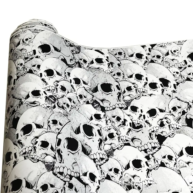 White Skull  Sticker Bomb Graffiti PVC Vinyl Wrap Film With Air Release Self Adhesive DIY Car Motorcycle Bicycle Furniture Sticker Decal Decoration Premium Skull Stickers