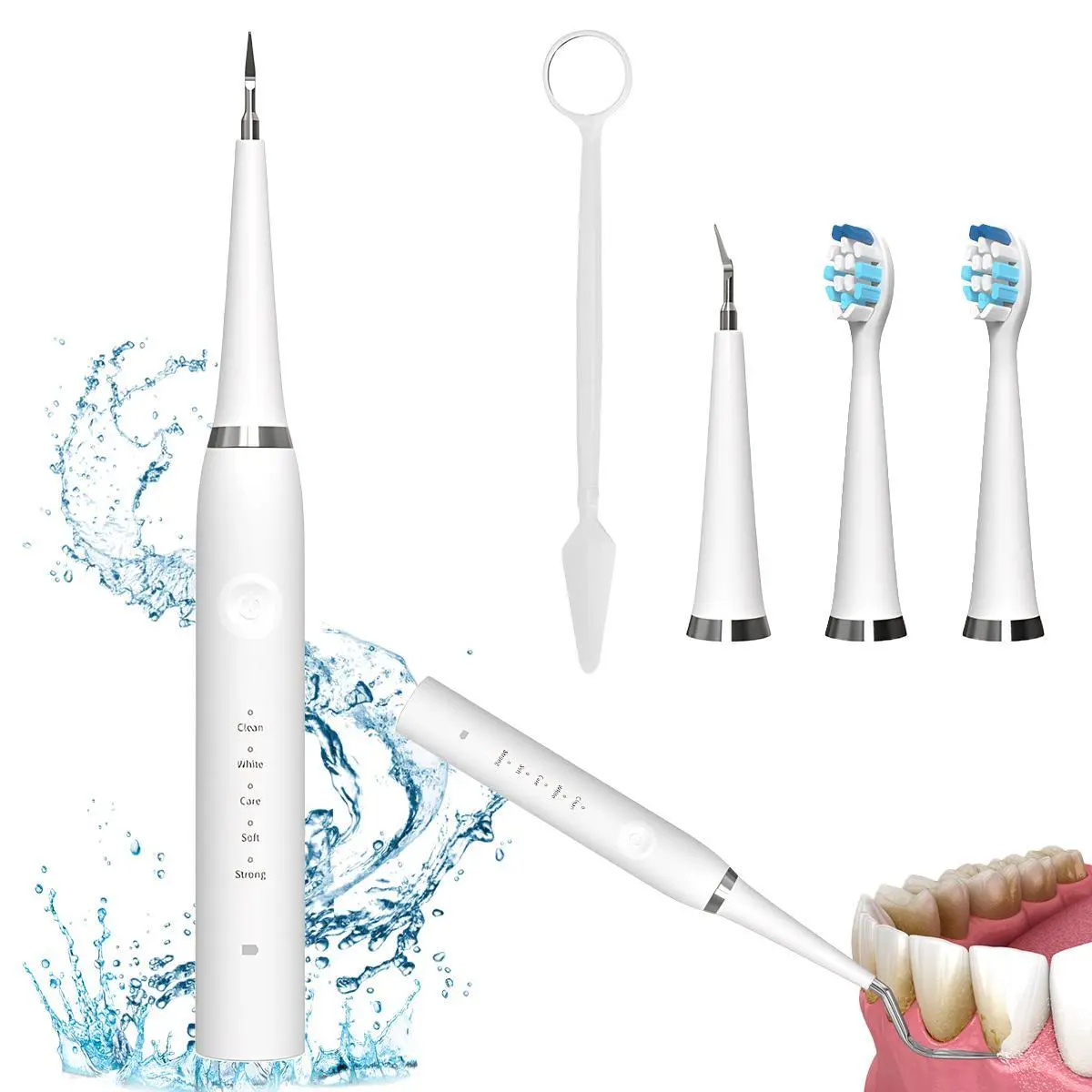 Rechargeable Ultrasonic Tartar Remover Toothbrushes Kit - Electric Toothbrush Heads Included, Multiple Modes for Stain Cleaning, Home Oral Care Tool