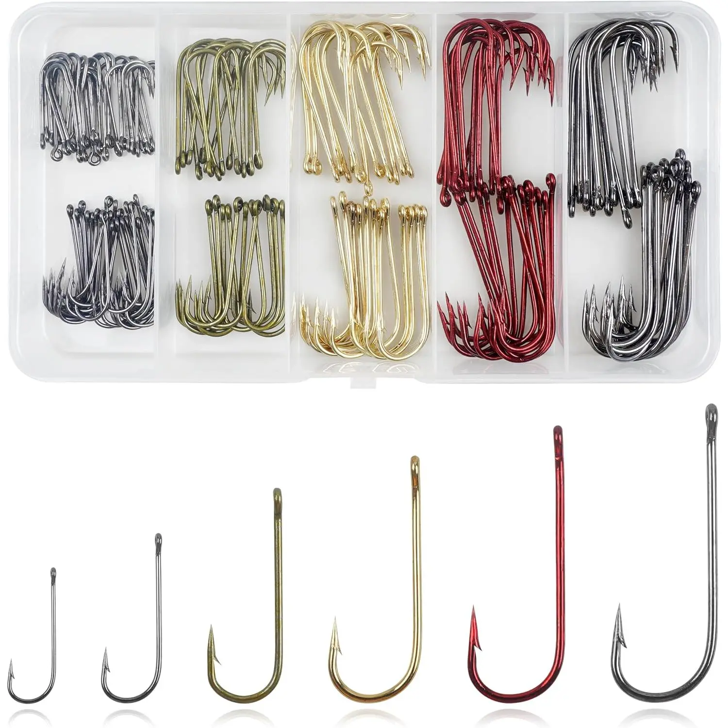 Crappie Hooks Panfish Fishing Hook Set,150pcs Aberdeen Crappie Hooks Long Shank Jig Fishing Hooks Offset Light Wire Fishing Hooks High Carbon Steel Freshwater Bass Catfish Trout