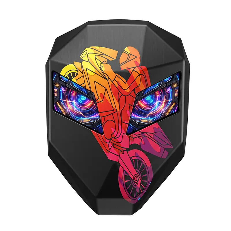 LED Knight Hard Shell Backpack - Obsidian Black Vortex Eye, Smart Programmable Screen, 15.6" Fit Laptop Organizer, Expandable USB Port Daypack, DIY Pixel Art Motorcycle Helmet Bag for Men Bikers (Sports & Outdoor Gym Accessory)