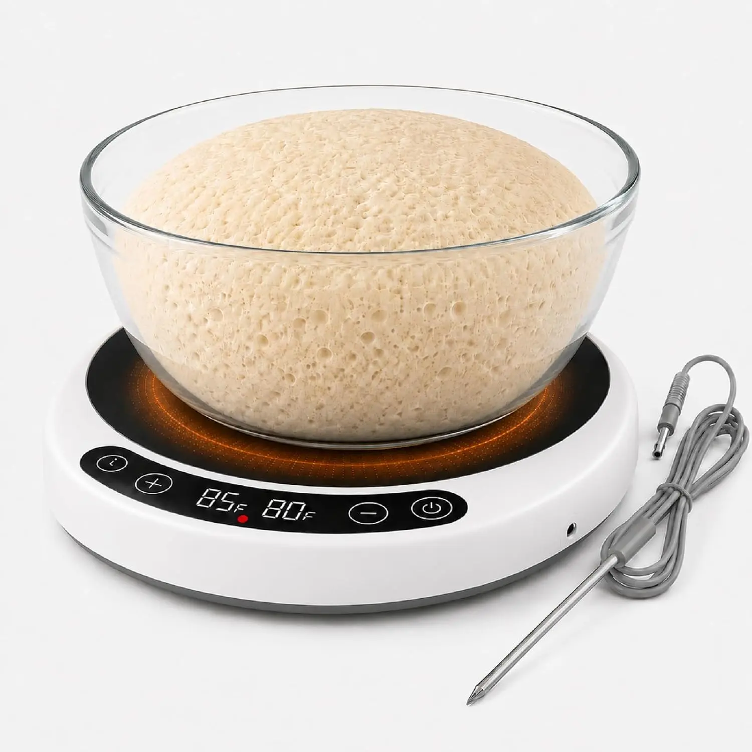 Pro 2026 Larger Sourdough Starter and Dough Warmer– Upgraded with Real-Time Dough Probe, -Temp Display, 70-110°F Precision Control, 24H Timer  Changer for  Bakers White