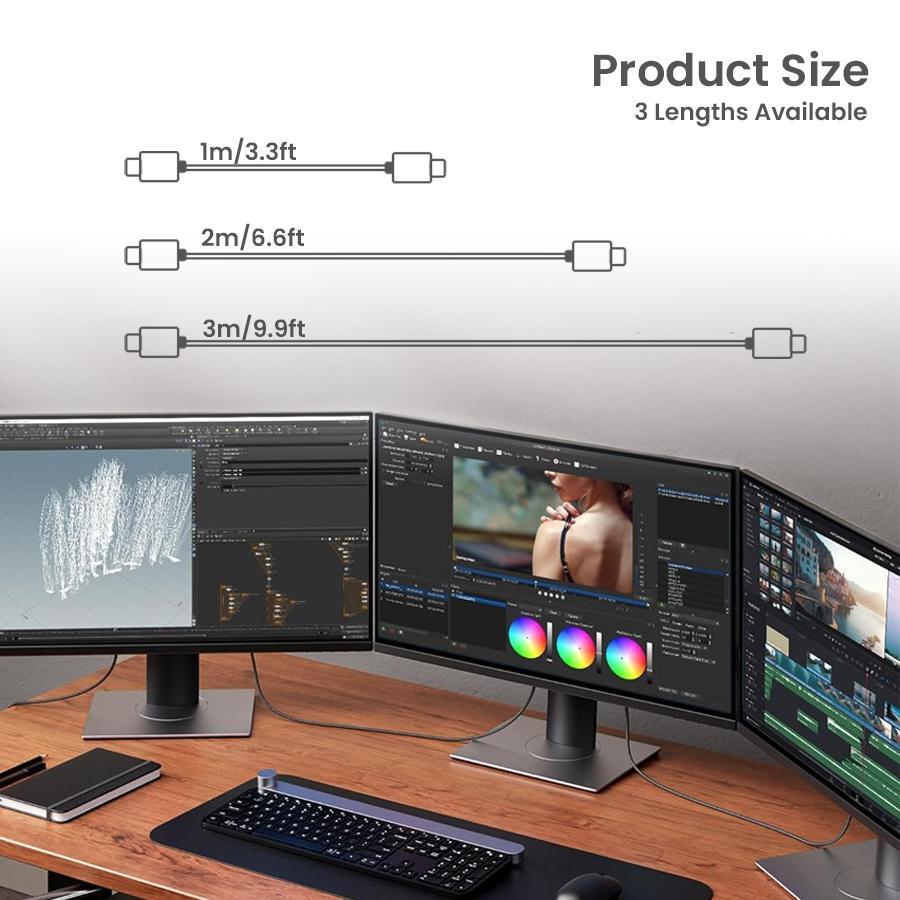 DisplayPort Cable, 1 Count 8K DP 1.4Cable 8K@60Hz 4K@144Hz Braided High Speed Display Port Cable, Compatible with TV Gaming Monitor Laptop, Gaming Accessories