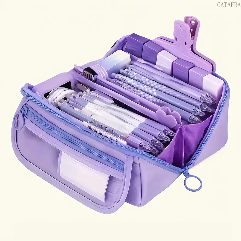 Unisex All-Seasons Large Capacity Pencil Case - Heavy-Duty Multi-Compartment Stationery Organizer, Durable Storage Bag for Pen, Markers & Highlighters, Fashionable Desk Accessory (Multiple Colors) for Students