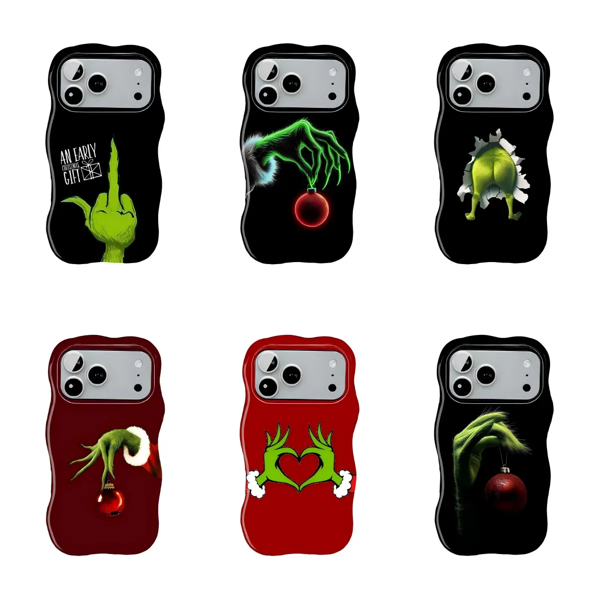 Green Christmas Monster Phone Case Suitable for iPhone 11–17 Pro Max/Plus and Samsung Galaxy S23–25