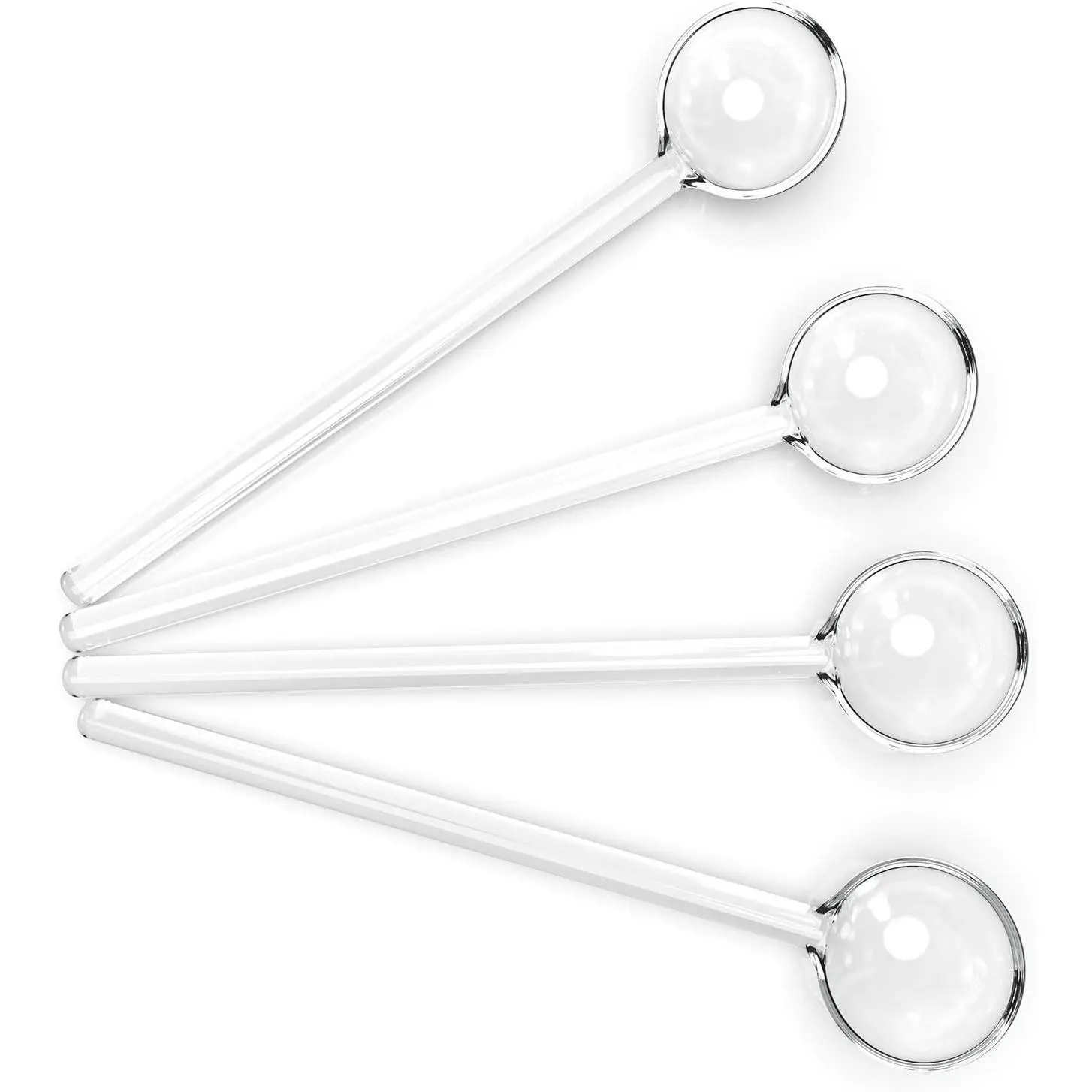 Teabloom Glass Stirring Spoons – Set of 4 Clear Petite Teaspoons (5.3 inches) – Coffee or Tea Glass Stirrers – Heat-Resistant and Toxin-Free – Dishwasher Safe
