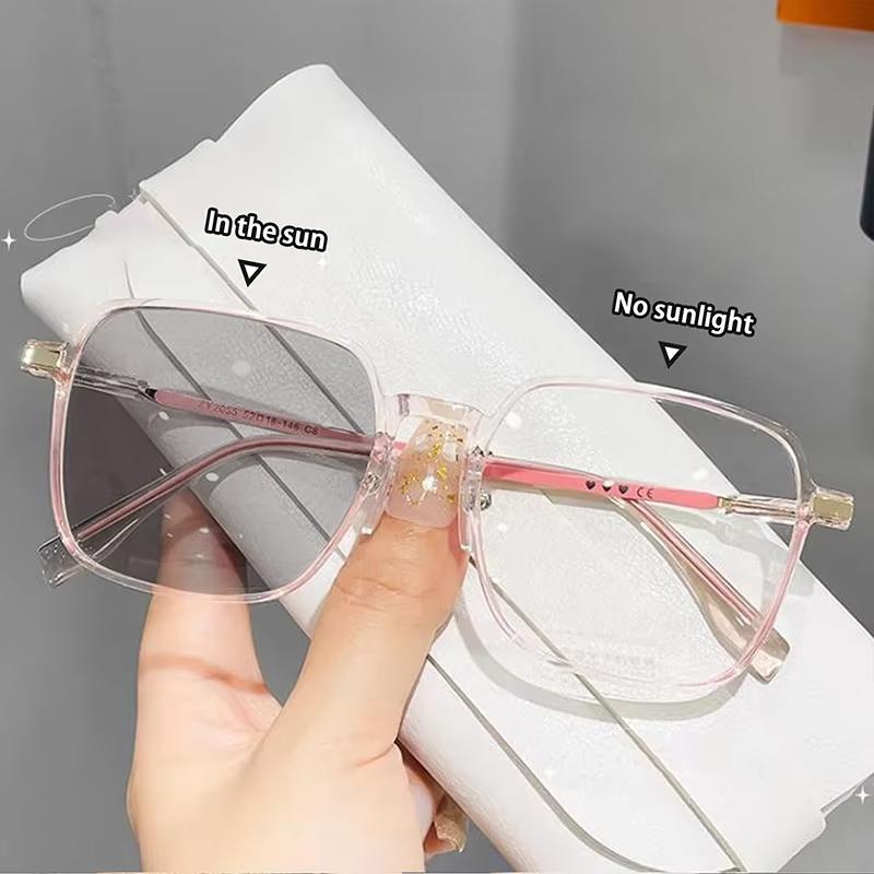 Photochromic Glasses for Men & Women, UV Protection Color-Changing Eyeglasses, Lightweight Square Frame Smart Glasses for Office, Driving, Outdoor Use & Everyday Wear