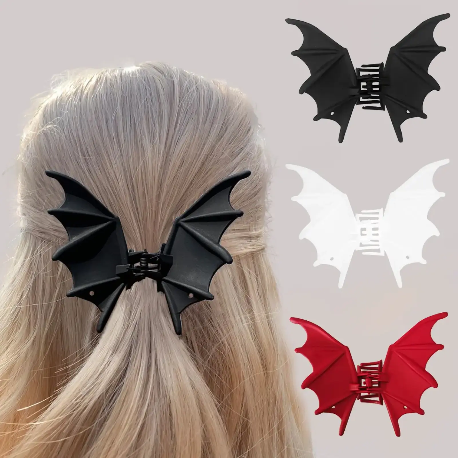 1/3-pack Metallic Matte Black Bat Hair Claw Clip for Quirky Teen Half Updo Bat Hair Clip Set Bat Hair Clip For Messy Bun