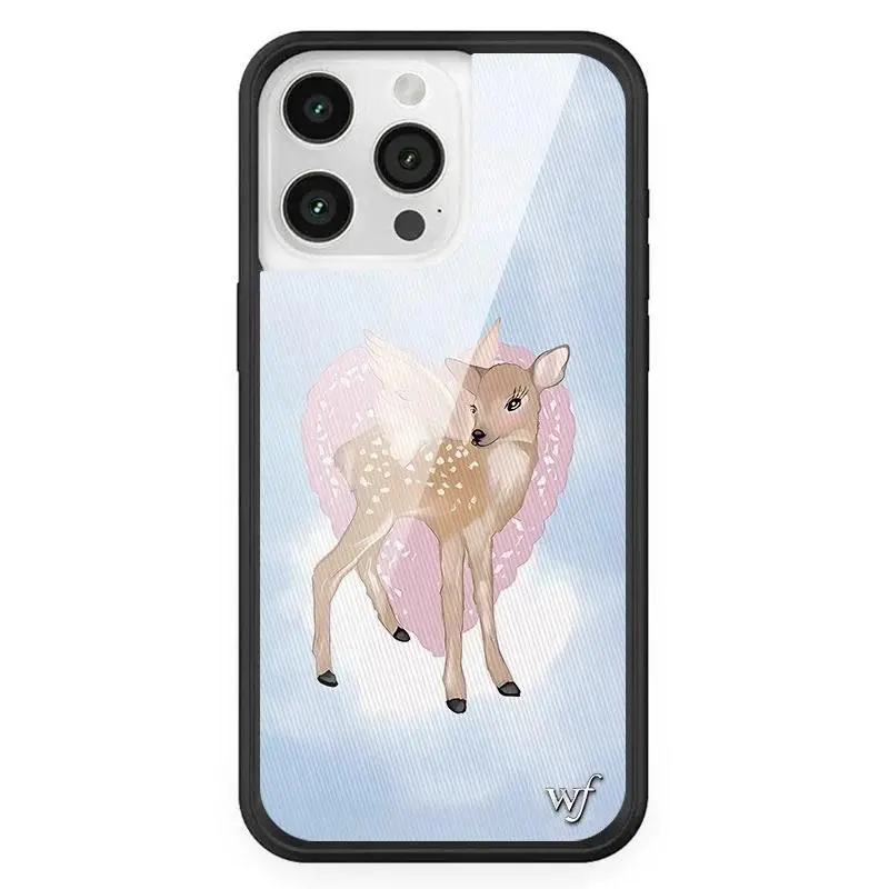 Wildflower 3D Pink Love Heart Cute Sky cherub Deer Phone Case for iPhone 12 13 14 15 16 17 Pro Max Plus Wildflower Cover Cases