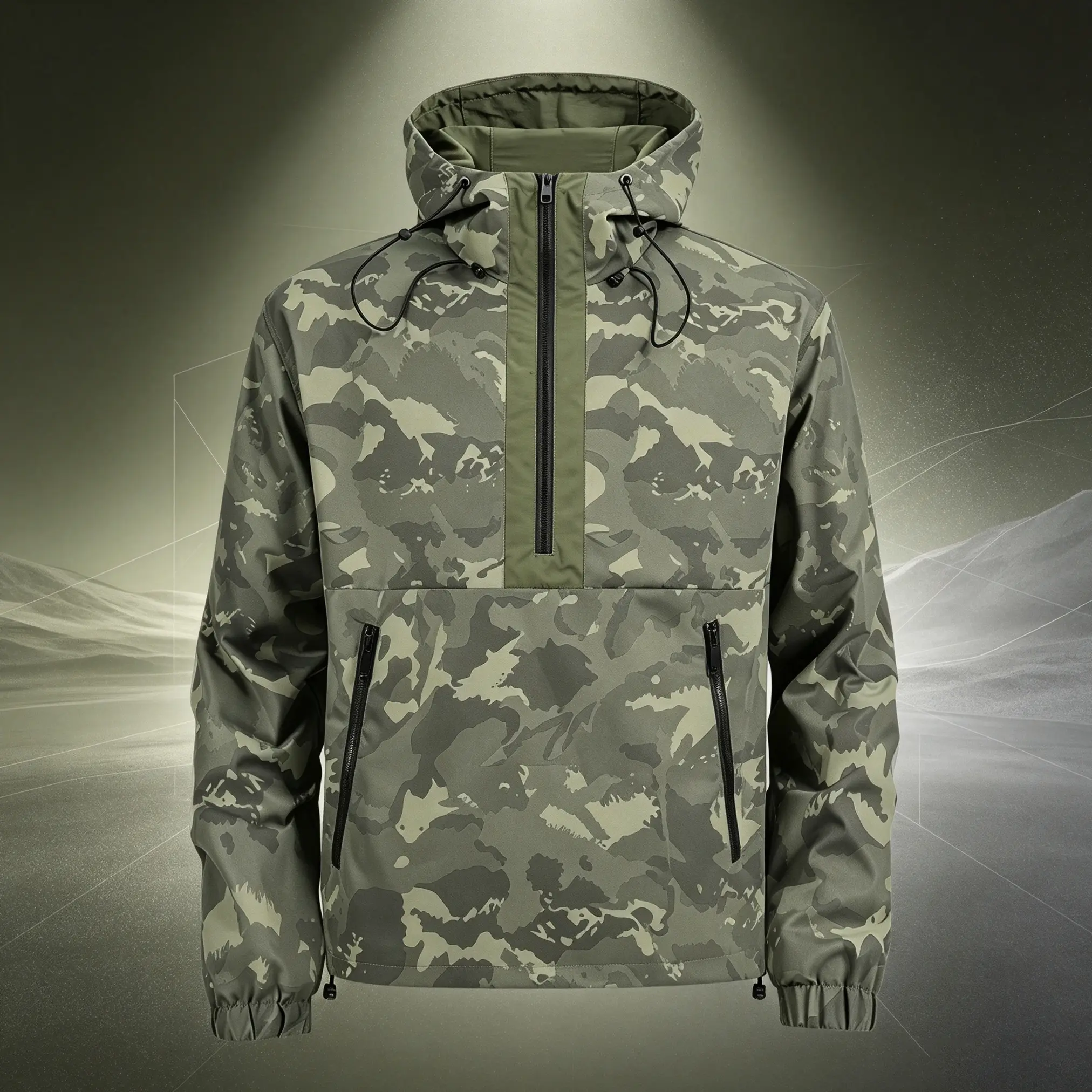 Men's hooded jacket men's spring and autumn casual top camouflage sports top American retro workwear men's jacket