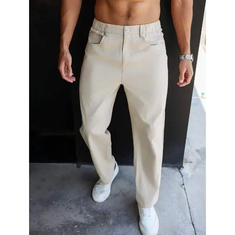 Men's Plain Straight-Legged Pants And Khaki Pants Fabric Menswearwomen's clothing