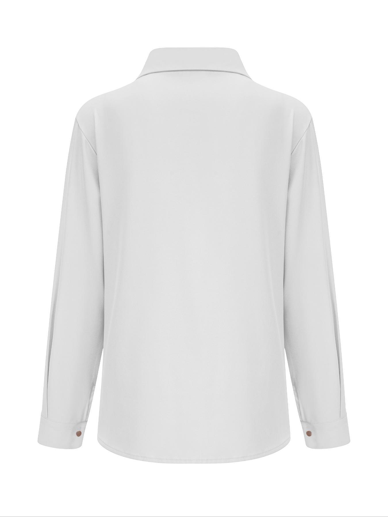 Women's Plain Button Shirt Blouse, Casual Long Sleeve Top for Daily Wear, Ladies Clothes for All Seasons, Chic Womenswear