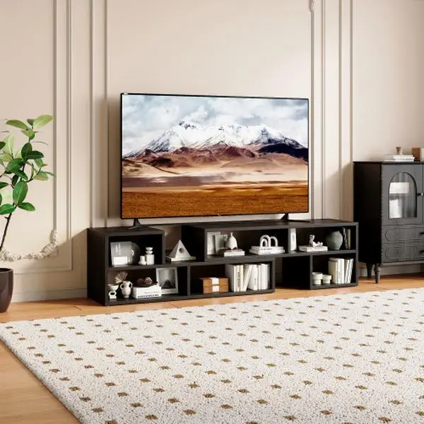 Modular Splicing TV Stand Open Cube Storage Bookshelf Free Combination Low Media Console Shelf for Living Room Apartment Entryway