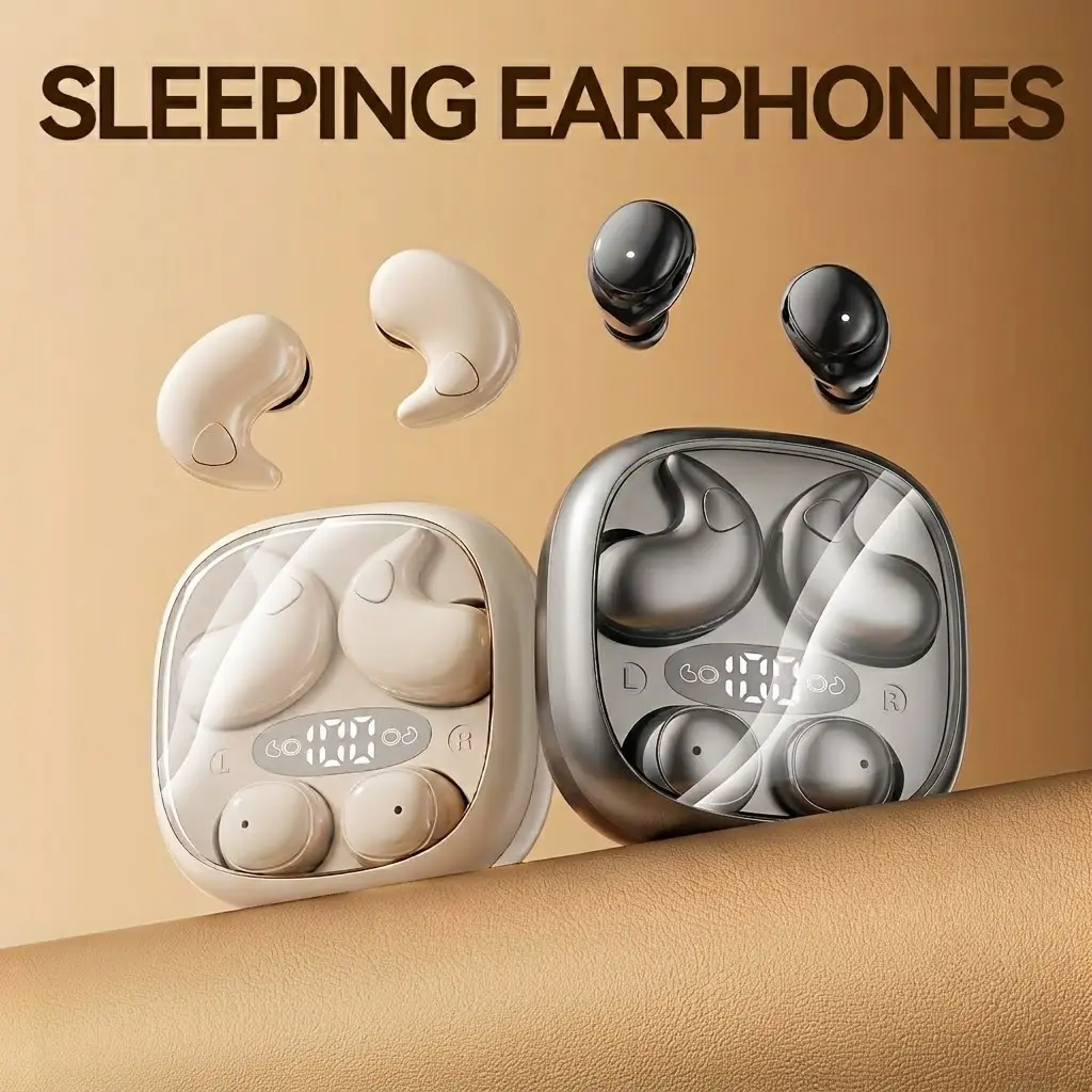 2-in-1 Wireless Sleep Earbuds, Ultra-Thin Mini Sleeping Headphones with Noise Reduction, Super Soft Comfortable Invisible Earbuds for Small Ears & Side Sleepers, Long Battery Life Audio for Work, Nighttime