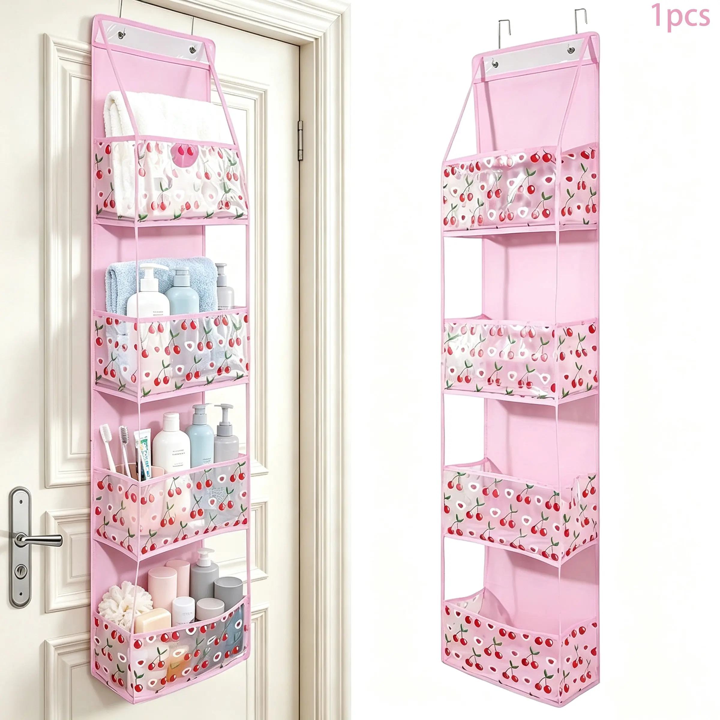 1 Pack Over Door with 4 Large Pockets Hanging Plastic Versatile Storage Space Saving Organizer Multifunctional Storage Solution with Clear Window Kids Toys, Shoes, Diapers Multi Purpose Storage Durable Plastic Organizers