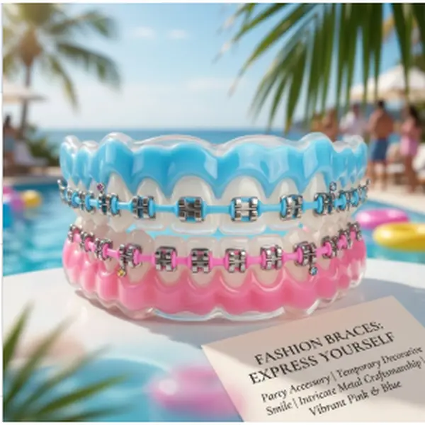 Colorful Fashion Metal Bracket Oral Braces - 1in Temporary Teeth Decoration, High-Quality Ligature Ties, Trendy Smiles Accessory, Precise Groove Design Orthodontic Accessories with Easy Placement