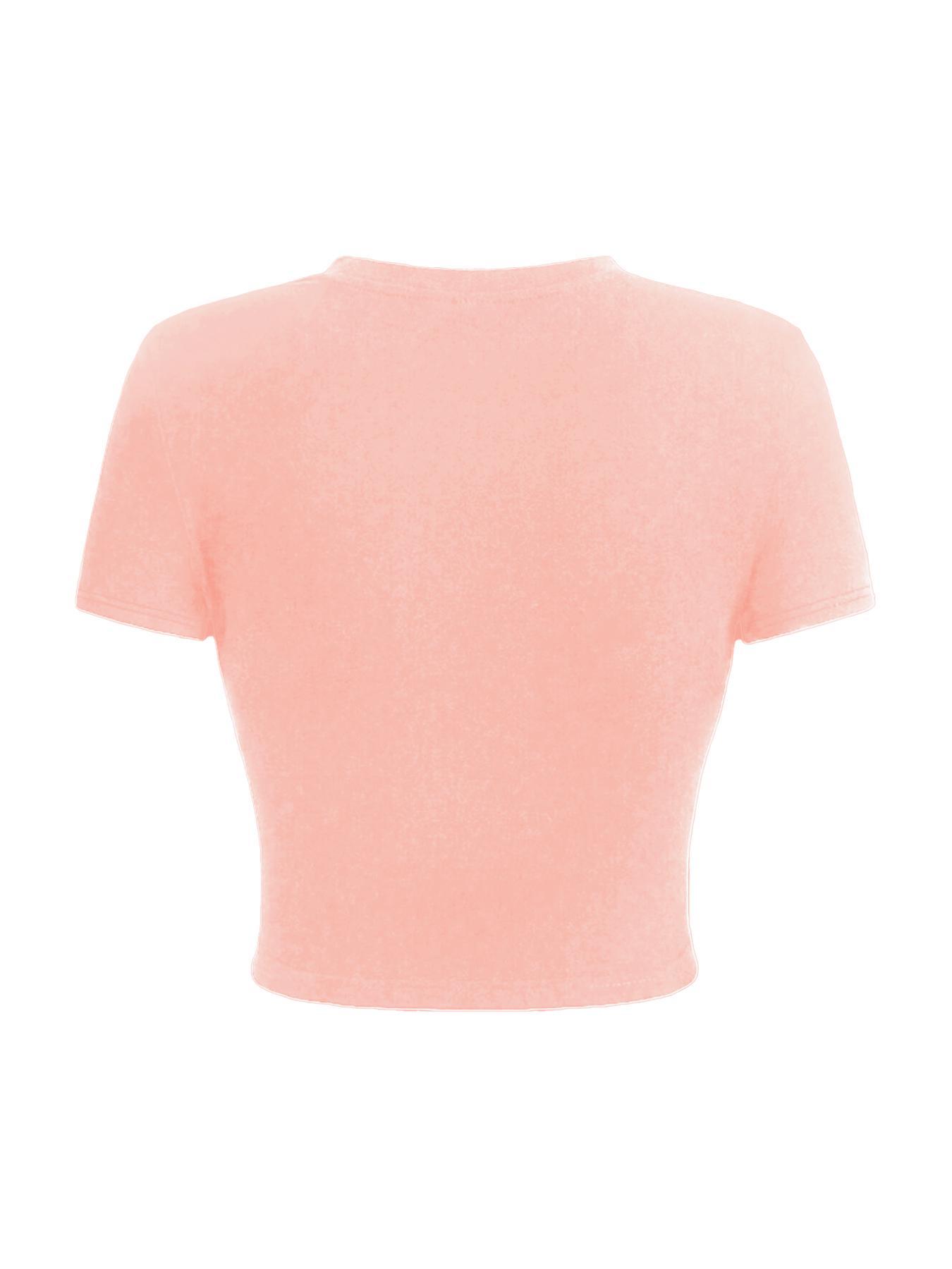 Women's Letter Print Round Neck Crop Tee, Casual Streetwear Short Sleeve Crew Neck T-shirt for Summer, Women's Top for Daily Wear, Graphic Tees Women, Womenswear, Polyester