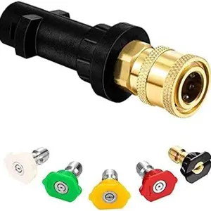 High-Pressure Washer Adapter, Cleaning Gun Foam Bottle Nozzle Accessories, Easy to Use, Karcher Adapter + 5 Color Nozzles Set Optional