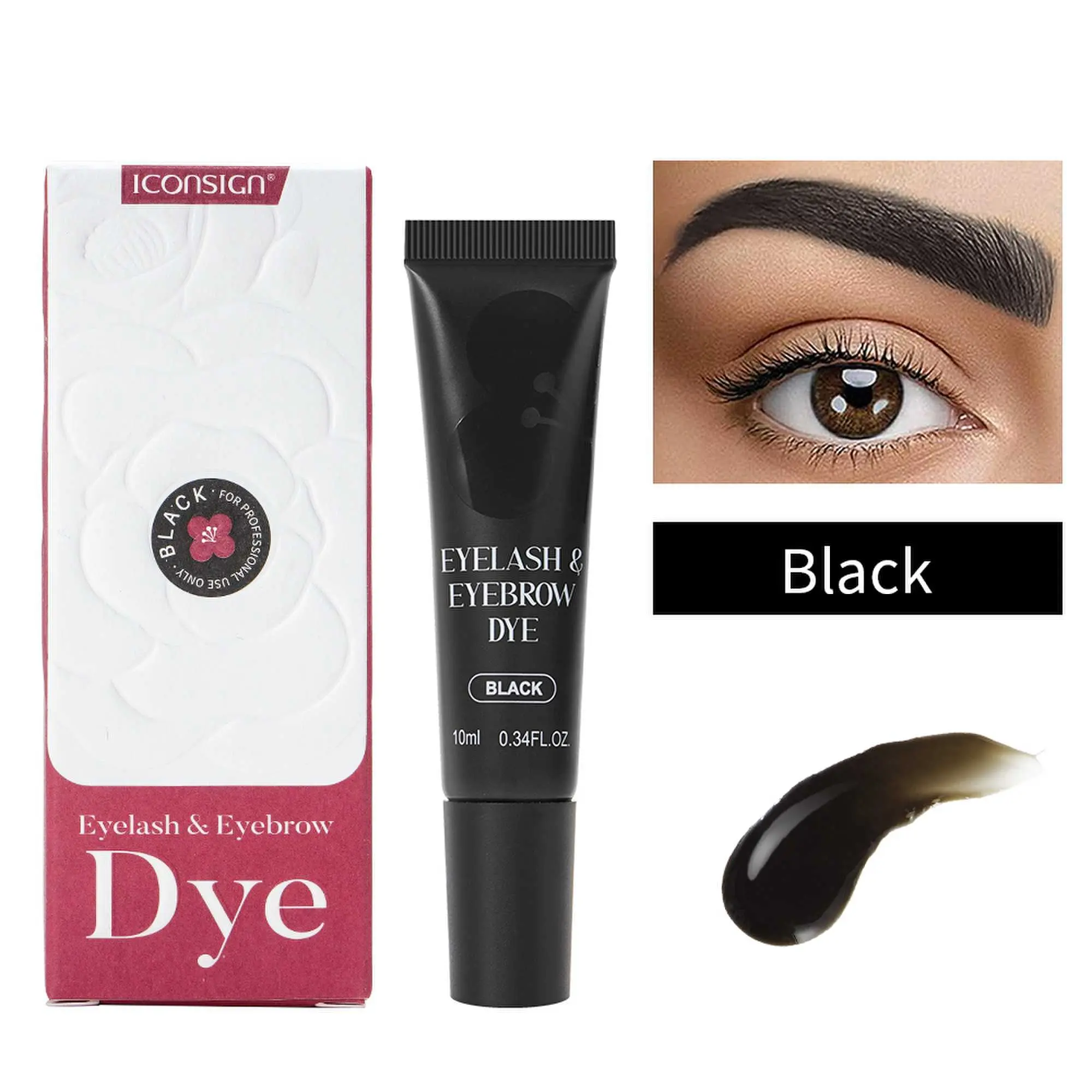 ICONSIGN Camellia Eyebrow Dye Kit - Vegan Formula, 8-10 Mins Fast Staining, Beauty Makeup Tool for Eyebrow Tinting