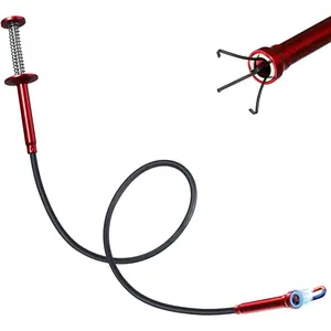 Construction accessories Grabber Reacher Tool, Flexible Magnetic Pickup Tool with 4-Claw Gripper & Spring-Loaded Handle, Pickup for Bathroom, Engine Bay, Kitchen & Sewers (24 inch) (Red Magnetic Pickup Tool)