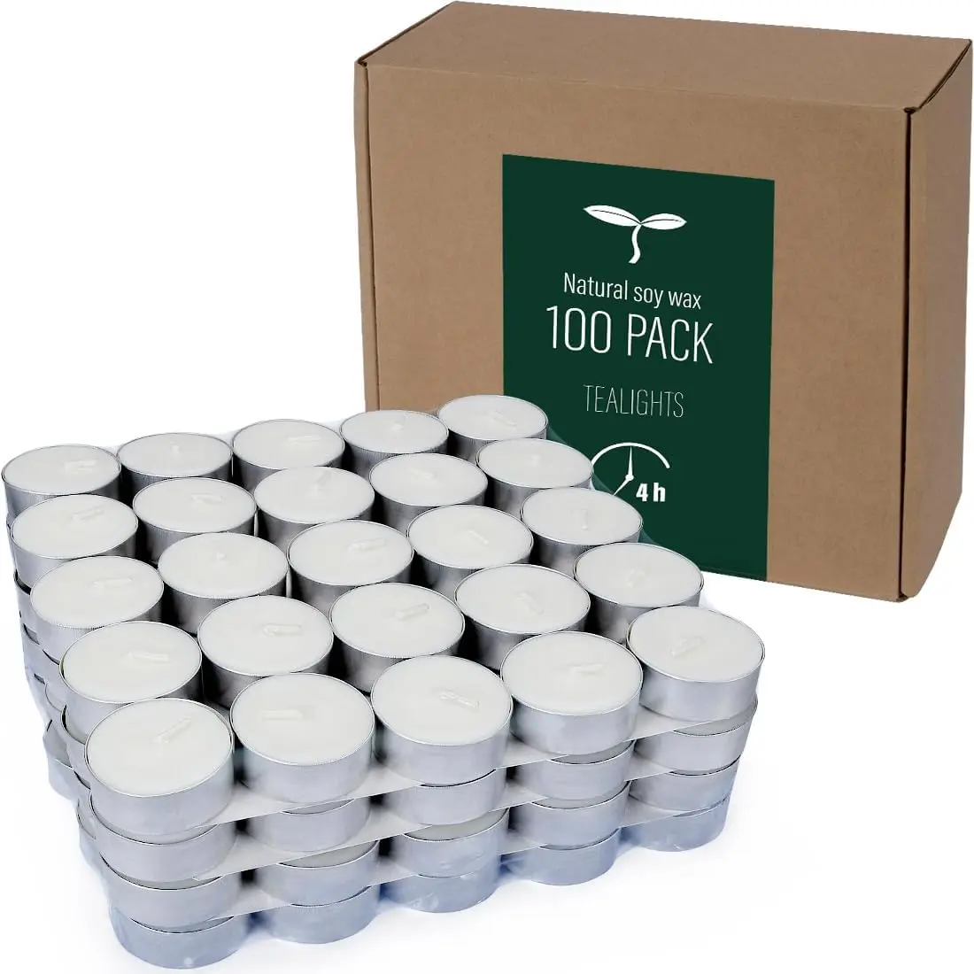 Soy Wax Tealight Candles Bulk | 100 Pack UnScented  Candle Set - 4 Hours  for Each