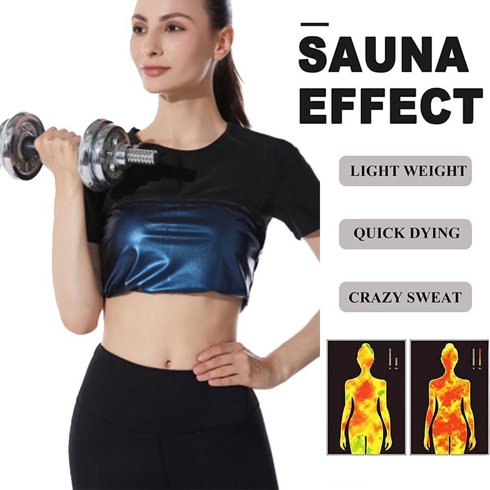 Women's Sauna Sweat Shirt Tummy Control Sauna Shirt Athletic Tee Compression T-Shirt Heat Trapping Sauna Vest for Women