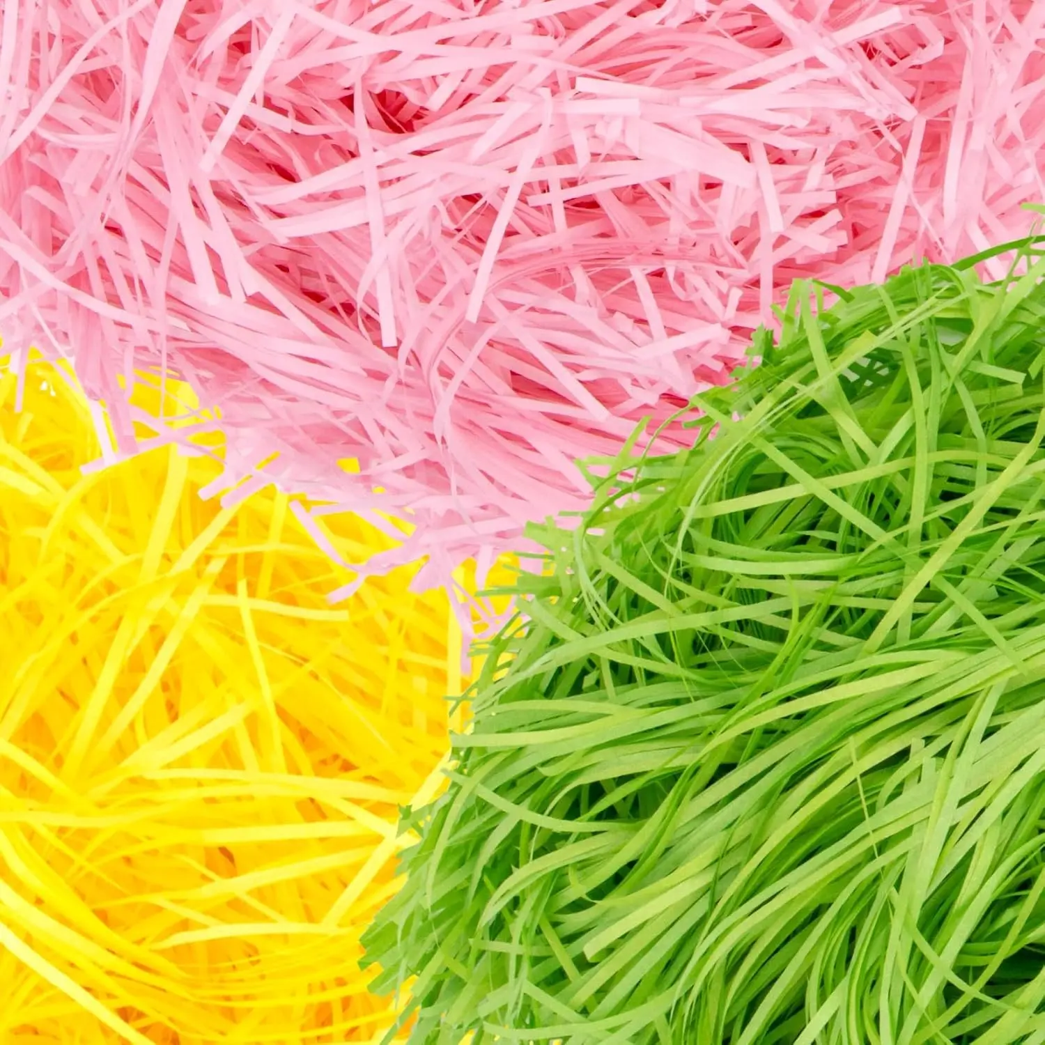 Biodegradable Easter Grass Shredded Paper Filler - 3 Colorful Bulk Pack, 180g Total, Raffia Confetti for Easter Gift Box Basket Decor, Gifts Wraps & Basket Stuffers