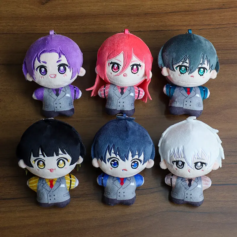 Blue Lock Anime Plush Keychain Pendant, Mini Soft Stuffed Animal Mascot Toy, Kawaii Bag Key Ring Accessory Gift for Collectors