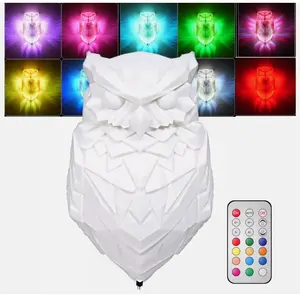 (Multiple Colors)3D Animal LED Wall Light, RGB Remote Control Magic Owl Light, 3D Colorful Night Light with Holographic Effect, Suitable for Staircases, Corridors, Kitchens