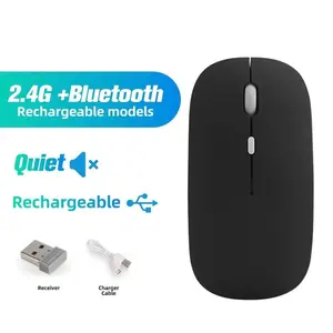 Dual Model Bluetooth Mouse Rechargeable Macron 1600dpi PC Laptop Tablet Mice with USB 2.4G Receiver Wireless Mouse for Mac iPad Wireless Office Mouse