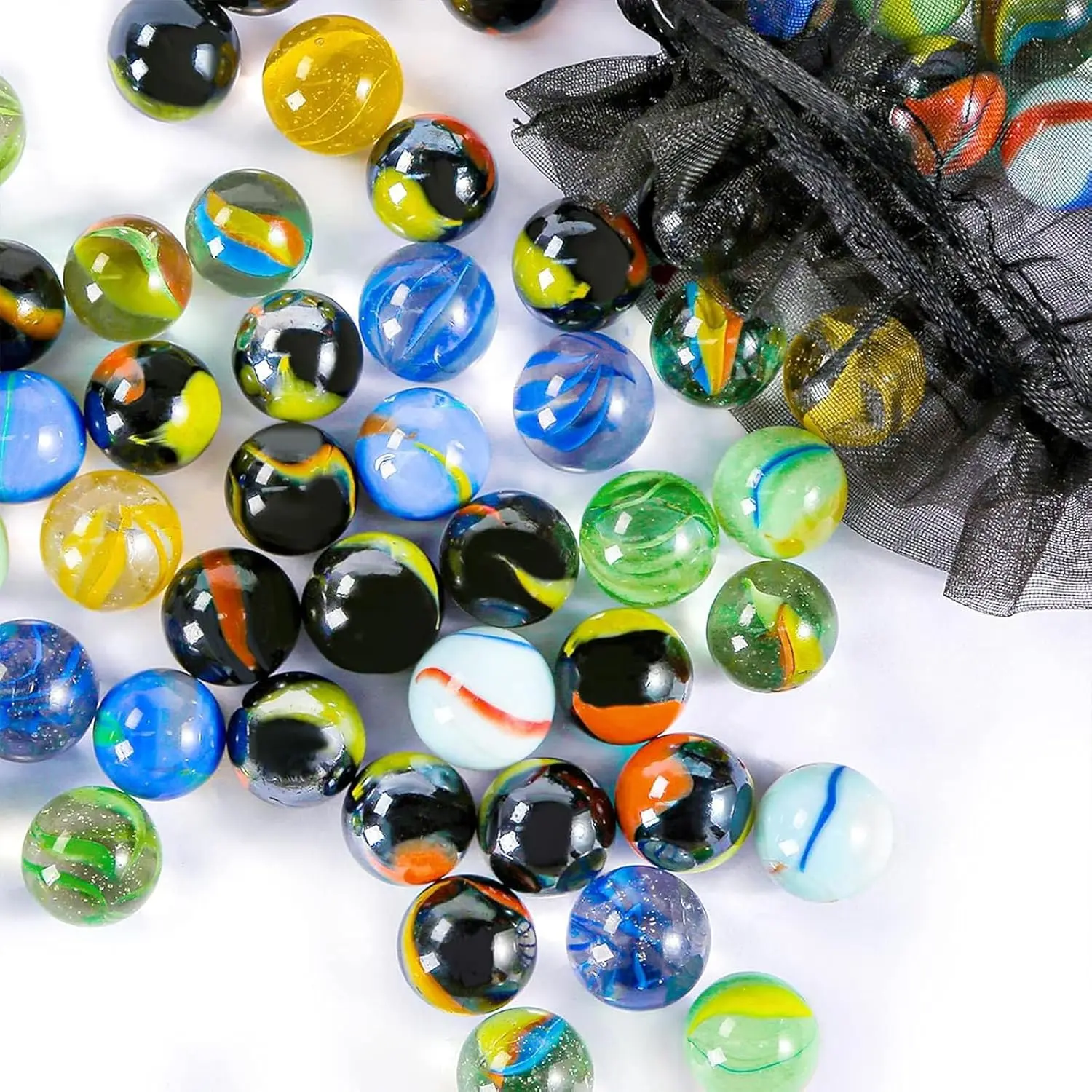 Colorful Glass Marbles, 0.6 inch Marbles Bulk for Kids Marble Games,DIY and Home Decoration