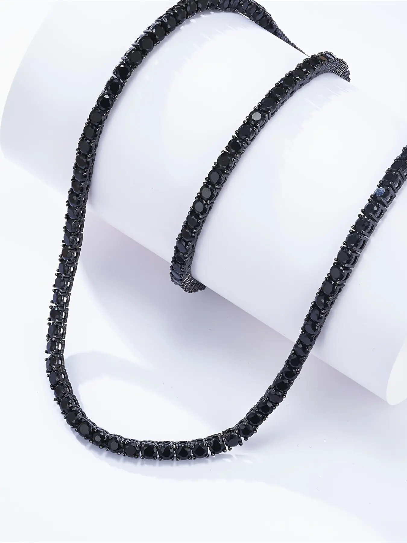 4Mm Black Tennis Chain, Black Necklace, Copper Chain Jewelry, Electroplated Black, Hip-Hop Style, Thanksgiving, Christmas, Father'S Day, Holiday Gifts, Everyday Gifts.