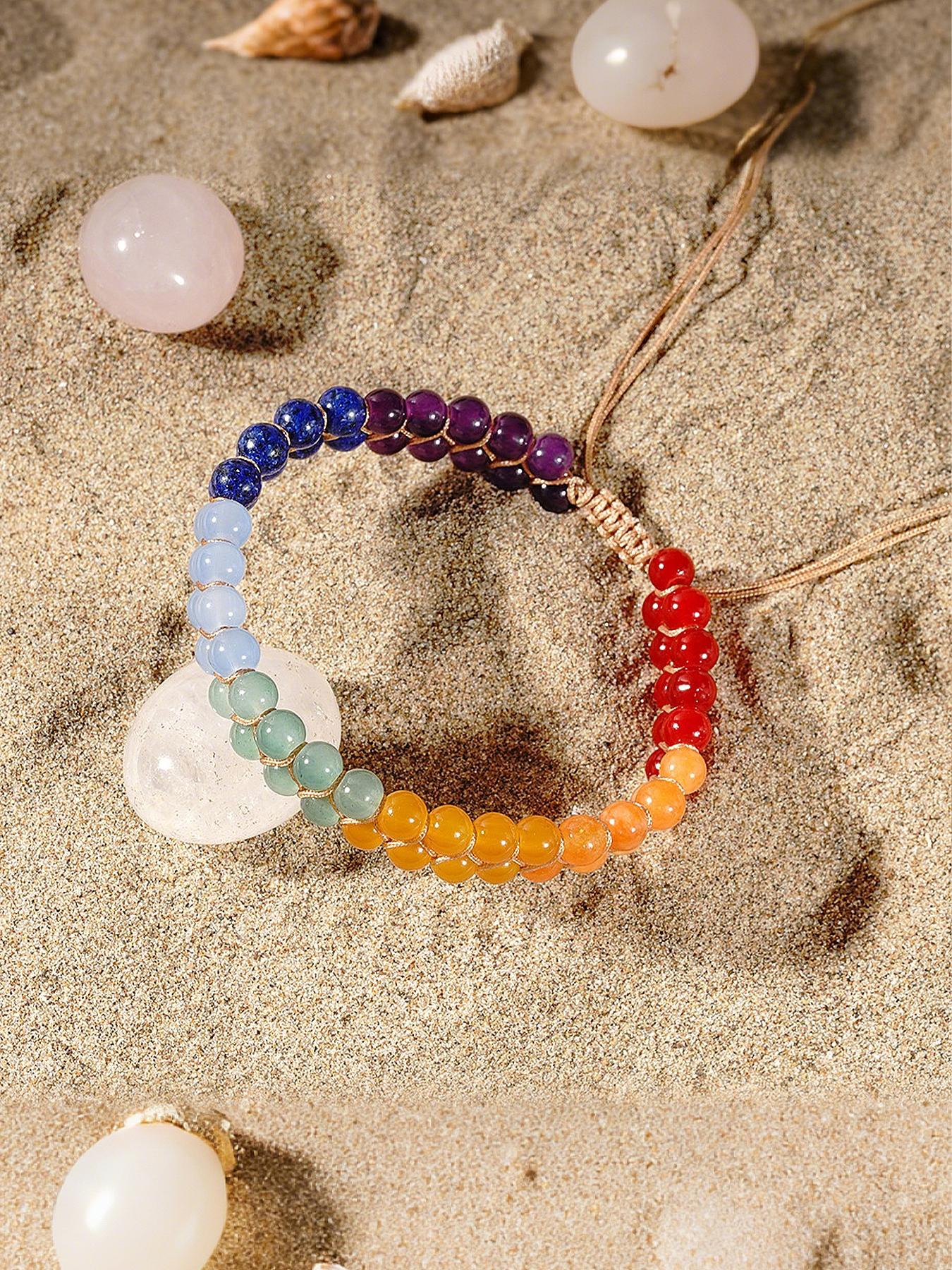 Natural Lapis Lazuli Crystal Anklet, Seven Chakra Braided Hand Rope, Symbolic Jewelry Gift for Friends, Spiritual Happiness & Good Luck, High Quality Bracelet