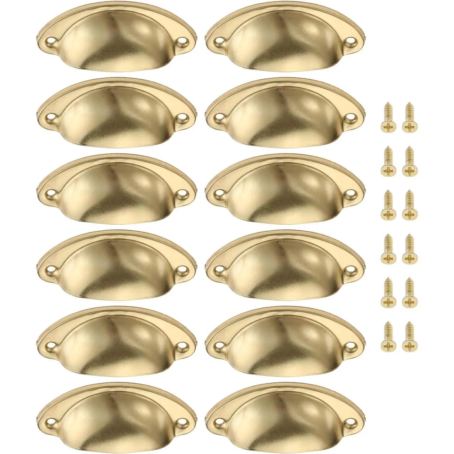 Golden Antique Cabinet Drawer Pulls,  Brass Cup Knobs for Dresser Cupboard Cabinet Drawer Furniture Decoration, with Screws (Yellow Bronze)