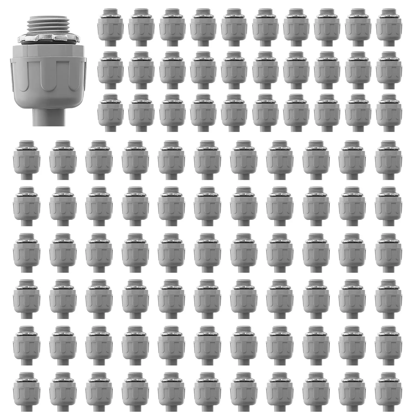 VEVOR 1/2-inch Non-Metallic Liquid Tight Conduit Fitting Connectors, 100 Pcs, 125c Temperature Index, Suitable for Energy, Transportation, Chemical Industries, 94V-2