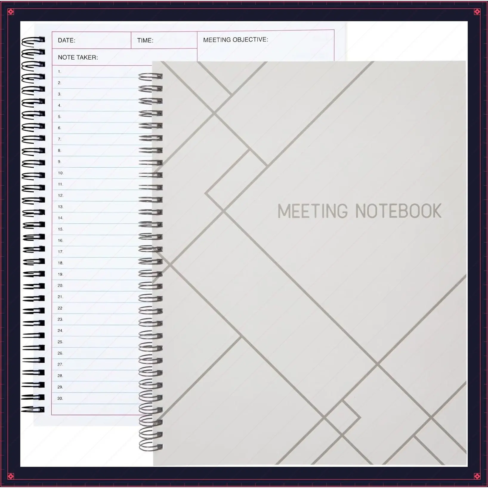 Spiral-Bound Meeting Notebook for Work, Planner & To-Do List Agenda Notepad, Office Supplies, 11 x 8.5 Inches, White, Pack of 2Gift