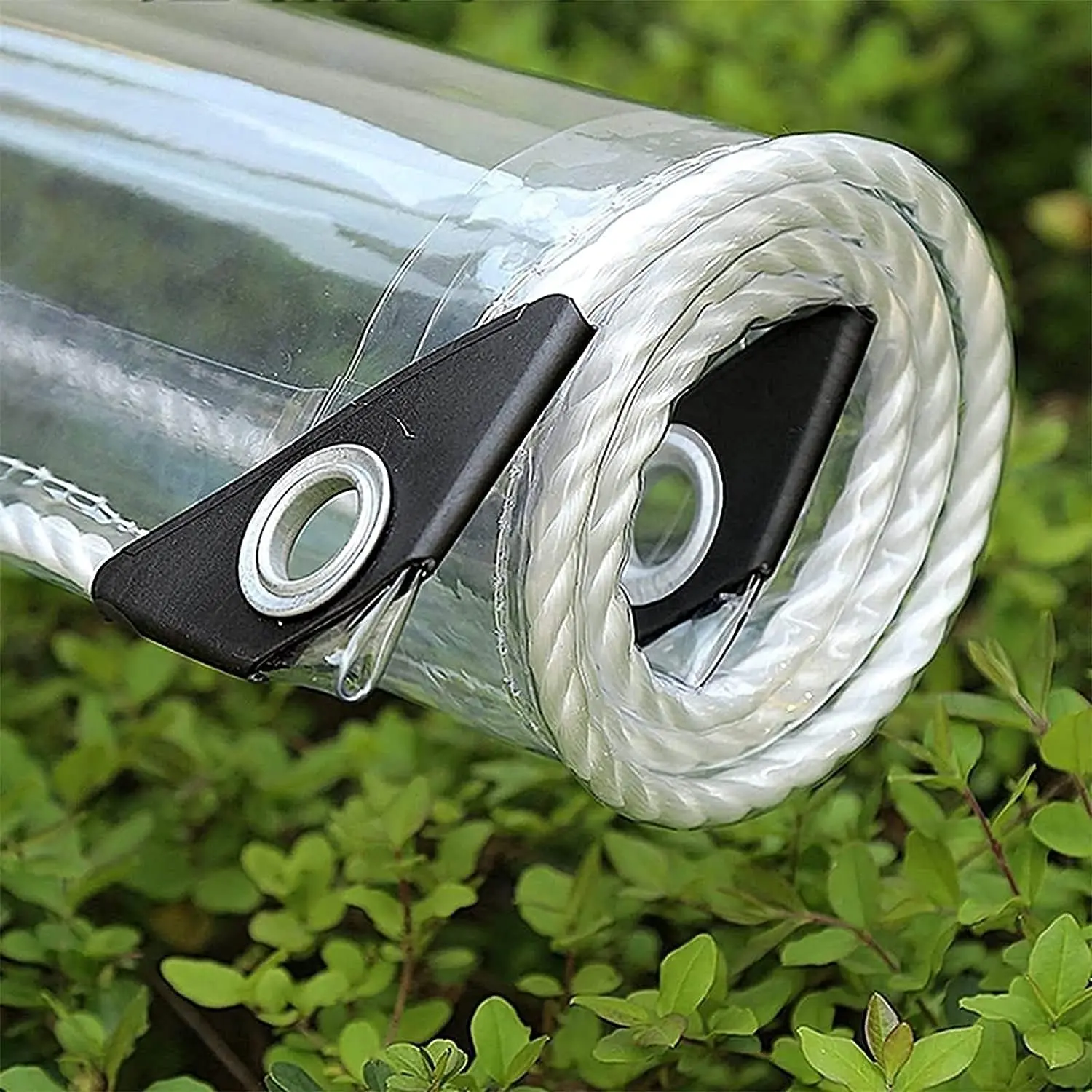 Clear Vinyl Tarp - 0.35mm Clear PVC Tarp, with Grommets and Tying Rope - Duty Heavy Tear Resistant Cover for Camping, Plants Greenhouse, Cars, Patio and Pavilion (4' 6')