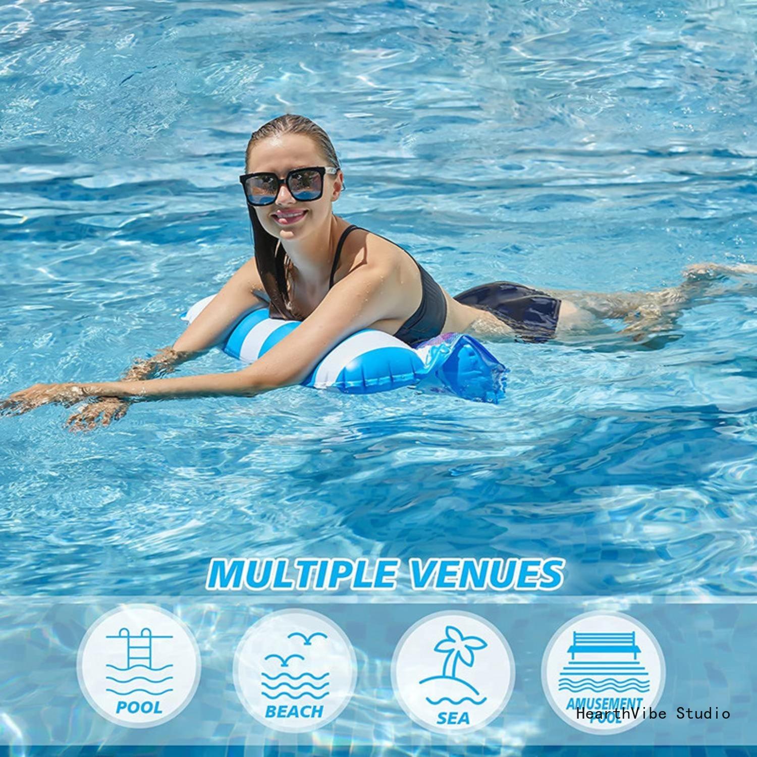 Floating Inflatable Raft with Dual Tubes — Foldable Water Hammock, Lounger, and Water Play Toy for Kids and Adults