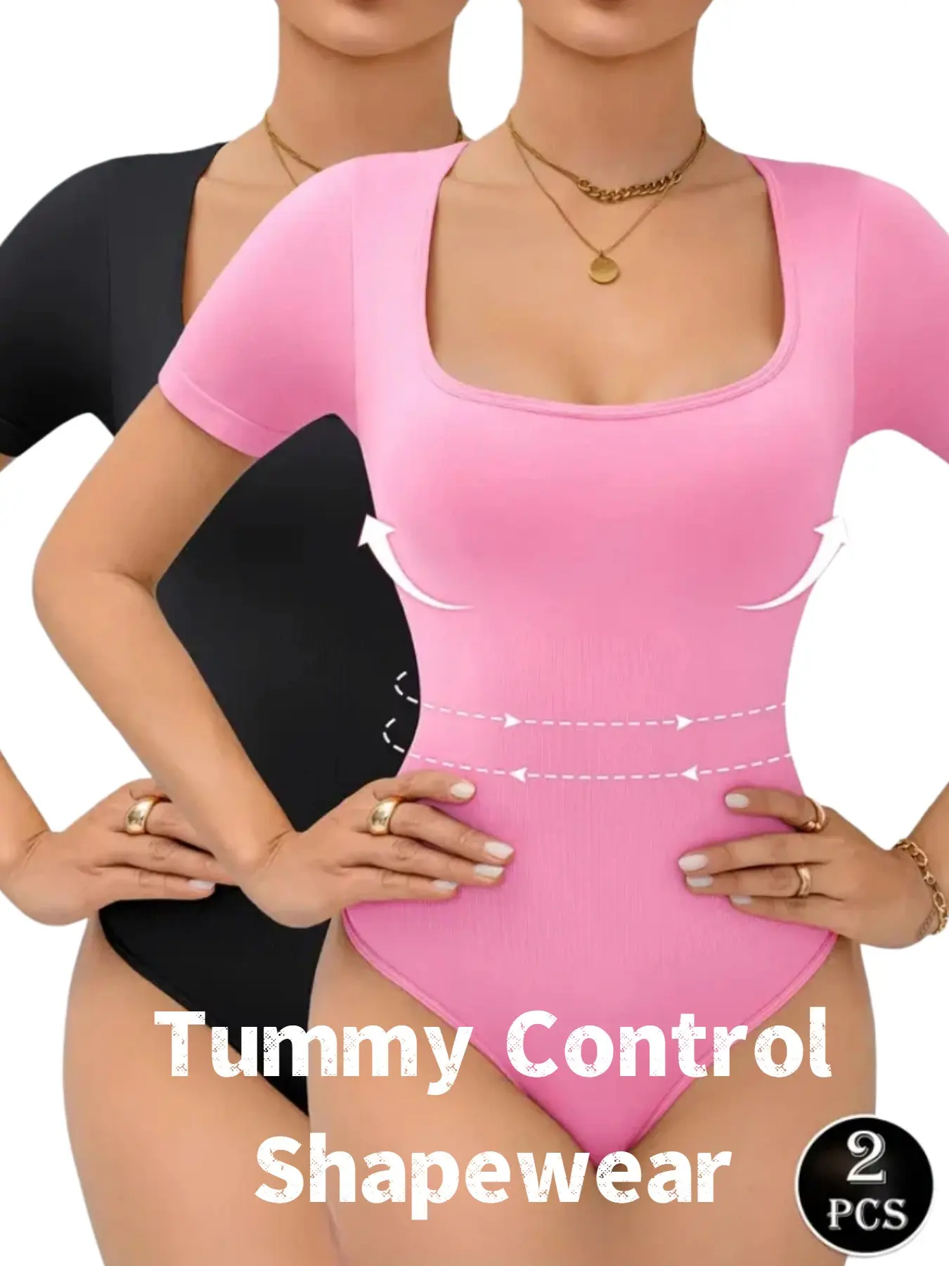 Women's Plain Basic Square Neck Thong Casual Shapewear Bodysuit, Tummy Control & Butt Lifting, All-Seasons Wearable Women's Intimates & Shapewear