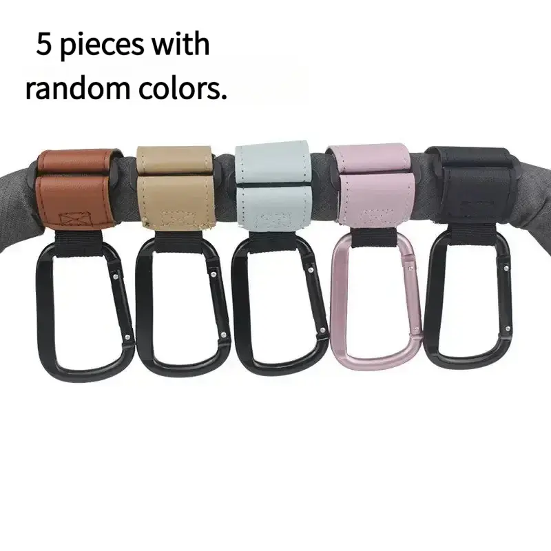 5pcs Random Color Trolley Hooks, PU Leather Rotatable Cart Storage Hooks, 360 Degree Rotation.