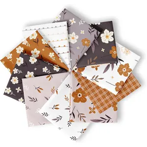 10-Pcs Fat Quarters Fabric Bundles of 100% Soft Cotton, 18" x 22" - Moody Blooms Floral Fabric Squares for Patchwork, Quilts, Pillow Covers & More - DIY Handmade Crafts & Home Décor