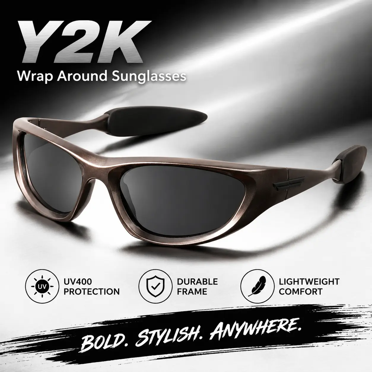 mosanana Y2K Wrap Around Sunglasses for Women Men MS52253 |   Durable Frame, UV400 Protection, Ideal for Parties, Concerts and Daily Outfits