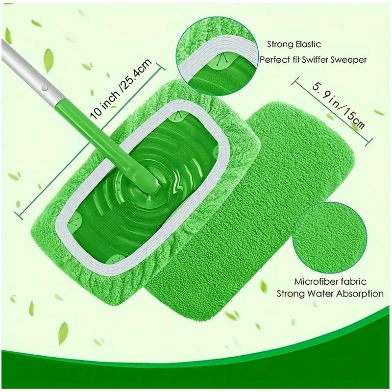 15-Pack Reusable Microfiber Mop Pads — Household Cleaning Dry Sweeping & Wet Mopping Cloths — Washable Wet Mop Pads (Mop Handle Not Included)