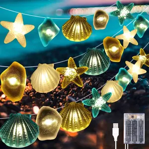 1 Pcs Ocean Beach Themed Sea Life Cute Fairy Decorative String Lights 10 FT 30 LEDs, 8 Light Modes Battery Operated, Starfish and Seashell Design for Summer Room, Ocean Bathroom, Beach Party Decorfidget toys